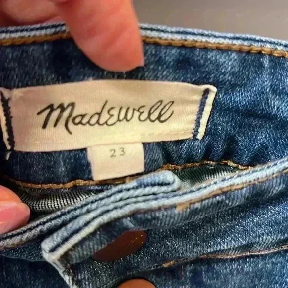 Madewell Stretch Denim Straight Pieced Edition Mini Skirt - Size 23 - Picture 2 of 3
